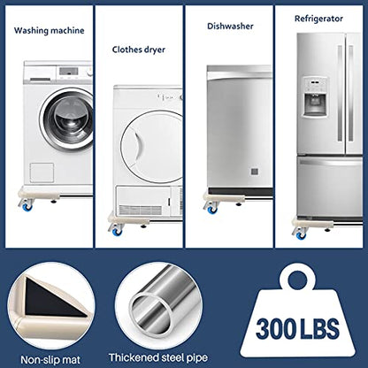 SPACECARE Mini Fridge Stand Mobile Roller, Adjustable Furniture Dolly with 4 Locking Wheels, Heavy Duty Washing Machine Base, Universal Appliance Pedestal for Dryer and Refrigerator- Off White - color: Ivory