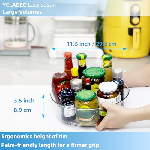 6 Pack Lazy Susan 11.5" Inch Turntable Organizer Organization Storage Container Bins Spice Rack Cabinet Rotating Condiment for Pantry Countertop Kitchen Vanity Bathroom Jewelry Holder Clear - size: 11.5 inch 6pack