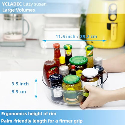 6 Pack Lazy Susan 11.5" Inch Turntable Organizer Organization Storage Container Bins Spice Rack Cabinet Rotating Condiment for Pantry Countertop Kitchen Vanity Bathroom Jewelry Holder Clear - size: 11.5 inch 6pack