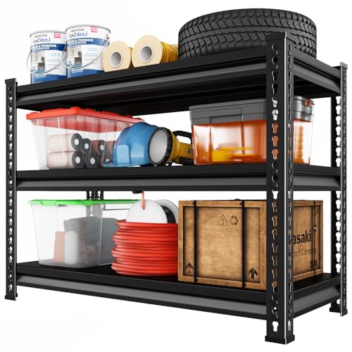Utility Storage Garage Shelving - 40'' Wide 1350 Lbs Heavy Duty 3 Tier Metal Shelves Adjustable - Freestanding Rack Units for Basement Kitchen Pantry - Black 40" W x 16" D x 36" H - size: 40"Wx16"D-3T-BK