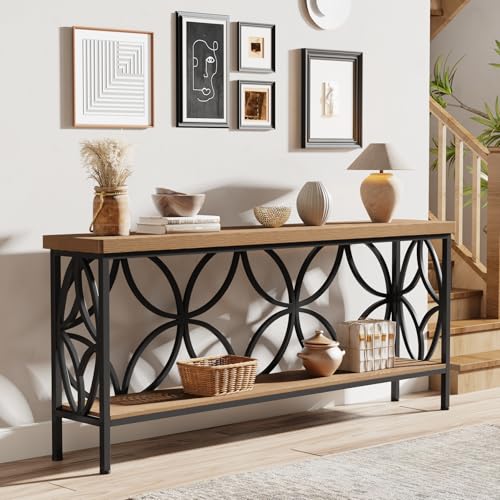 Tribesigns 70.9-Inch Narrow Sofa Table, FarmhouseLong Sofa Table Behind Couch, Entry Console Table with Storage for Entryway, Living Room, Foyer, Unique Design, Oak - color: Oak