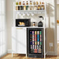 DWVO Fridge Stand with Tilt Out Trash Can Fit 10 Gallon | Storage Bakers, Kitchen Rack with Power Outlets, Freestadning Coffee Bar Cabinet, 3-Tiers Coffee Stand Station - style: Antique-White