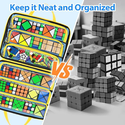 CURMIO Speed Cube Carrying Case, Portable Storage Bag Compatible with 34pcs Puzzle Cube for Home & Travel Use, Navy-White(Bag Only) - color: Navy White