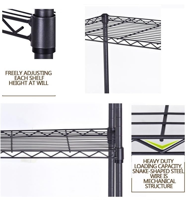 FOXHOLE 3-Tier Wire Shelving Rack, Heavy Duty Metal Storage Shelf Unit with Adjustable Shelves, Black, 16.5 x 11 x 26.4 Inches - size: 11"W x 16.5"D x 26.4"H