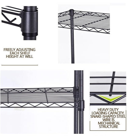 FOXHOLE 3-Tier Wire Shelving Rack, Heavy Duty Metal Storage Shelf Unit with Adjustable Shelves, Black, 16.5 x 11 x 26.4 Inches - size: 11"W x 16.5"D x 26.4"H