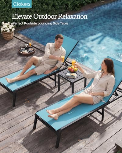 Outdoor Side Table, Aluminum Patio End Table, Minimalist Modern Balcony Table, Weather-Resistant & Easy to Assemble Lightweight Outdoor Furniture for Garden, Backyard, Poolside, Deck, Dark Grey