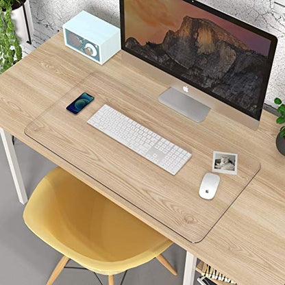 Clear Writing Desk Pad, 31.5’’x15.7” Heat Resistant Waterproof PVC Round Edge Durable Desk Protect Mat, Anti-Static Writing Mat Table Protector - size: 31.5’’x15.7”