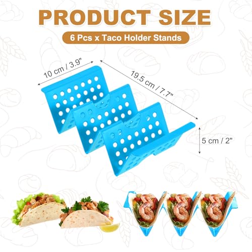 uxcell 6 Pcs Taco Holder Stands, Plastics Hollow Holder Can Hold 3 Soft/Hard Taco Street Tray Plates for Party Supplies Dishwasher and Microwave Safe, Blue - color: Blue