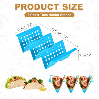 uxcell 6 Pcs Taco Holder Stands, Plastics Hollow Holder Can Hold 3 Soft/Hard Taco Street Tray Plates for Party Supplies Dishwasher and Microwave Safe, Blue - color: Blue