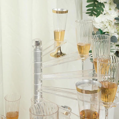 Clear 4.5 feet Spiral Acrylic Champagne Glass Flute Holder Display Stand Rack Display Wedding Party Events Reception Bar Table Home Decorations Drink Stations Supplies