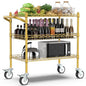Leteuke 3 Tier Rolling Carts with Wheels, Heavy Duty Rolling Utility Cart | NSF Commercial Grade Metal Cart with Handle&Shelf Liner,Trolley Serving Cart for Kitchen,Restaurant,Plant Display,Gold - color: Gold