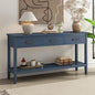 Merax Entryway Console Table with Storage, 3 Drawers Design/Wood Frame/Behind Couch & Sofa, Blue - color: Blue