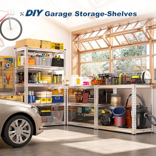 REIBII Storage Shelves 2020LBS Garage Shelving Heavy Duty Metal Shelving Adjustable 5 Tier Pantry Shelves for Garage Closet Kitchen Basement 28" W x 12" D x 59.8" H, 3 Pack - size: 28"W x 12"D x 59.8"H
