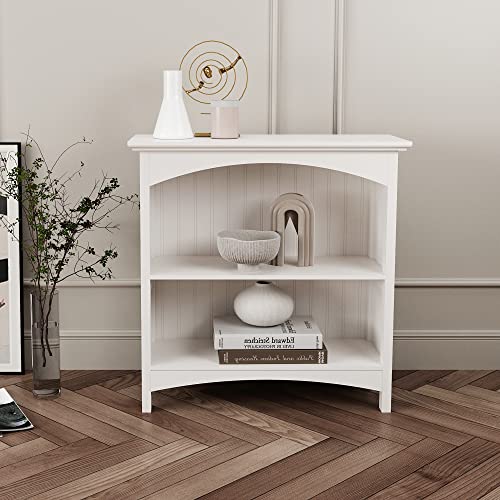 eHemco 2 Tier Bookcase with 2 Arched Supports, 29 Inches, White - color: White, size: 2 Tier