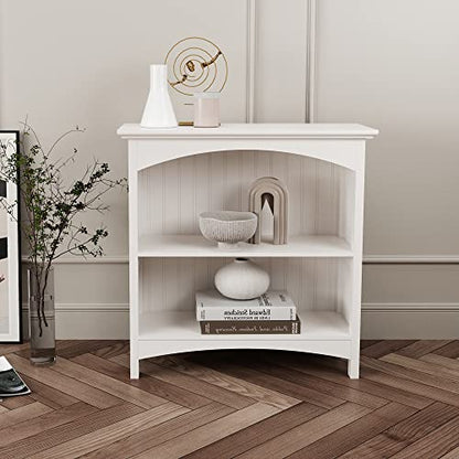 eHemco 2 Tier Bookcase with 2 Arched Supports, 29 Inches, White - color: White, size: 2 Tier