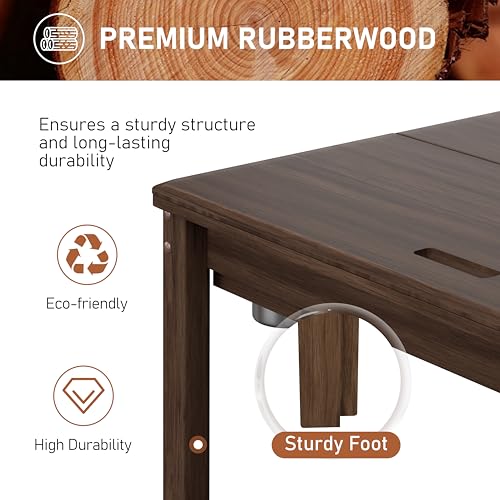 Yardenaler Solid Wood Board Game Table, Gaming & Dining Table with 58” x 33” Big Gaming Space and Removable Top, Seats 4 to 6 Players, Includes Leatherette Play Mat, 6 Cup Holders & Flush Pull Design - size: 63"L x 38.2"W x 30.4"H
