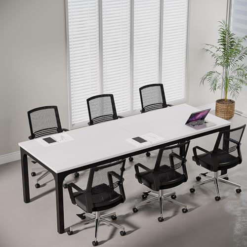 Tribesigns 6.5 FT Conference Room Table, 78.74" W x 27.56" D Large Office Conference Table, Modern Seminar Meeting Table Desk for Boardroom, Meeting Room (1, White and Black) - color: White and Black