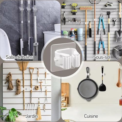 Command-Style Broom Holder Wall Mount – No Drill Adhesive Mop Holder for Bathroom & Kitchen Storage (2)