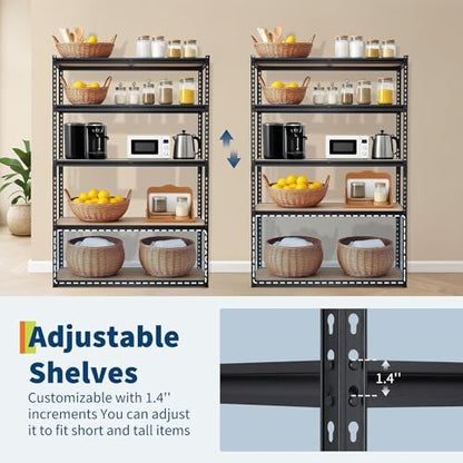Storage Shelving Unit, 5-Tier Adjustable Metal Storage Shelves, 48" L x 24" W x 72" H Heavy Duty Garage Storage Shelves for Kitchen Pantry Basement Bathroom Laundry - size: 48" L x 24" W x 72" H