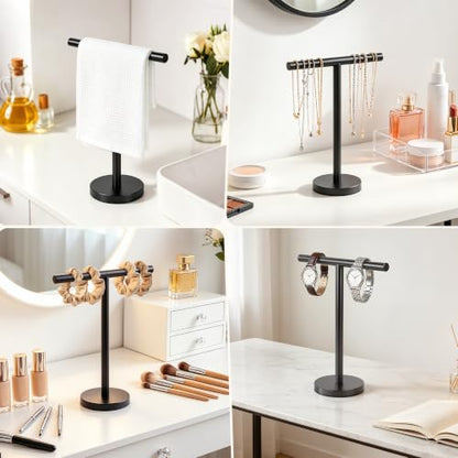 T-Shape Bath Hand Towel Holder Standing, Black, 1 Pack | Weighted Stainless Steel Base Helps Prevent Tipping While The Open T-Shape Keeps Towels Dry on Bathroom Countertops - color: Black-1 Pack
