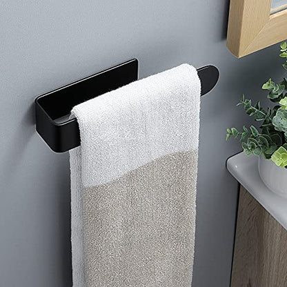 Taozun Black Towel Bar 2 Pack Hand Towel Holder Stainless Steel Towel Rail | Hand Towel Rack, Self Adhesive, Easy Peel & Stick, For Bathroom Kitchen, Sturdy & Durable - color: Black, size: 8-inch(2 Pack)