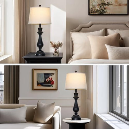 Touch Lamps for Night Stands Set of 2-29.5" Tall Bedside Lamp with USB C+A, 3 Way Dimmable Bedroom Lamps, Black Metal Table Lamps for Living Room - color: Black