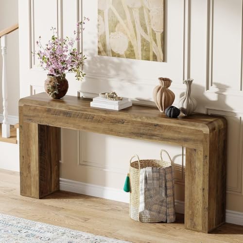 Tribesigns 70.9-Inch Extra Long Console Table, Rustic Wooden Sofa Table Behind Couch, Farmhouse Entryway Console for Living Room, Entryway, Hallway, Foyer (Brown) - color: Brown