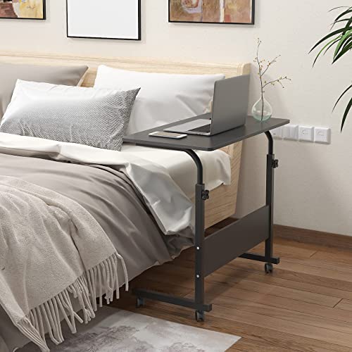 Side Table with Wheels, Home Snack Side Table with Castors Mobile End Table,Black,05#1-80BK-S8-US - color: Black, size: 31.5 inches