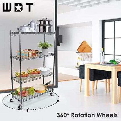 WDT Shelving Storage Units on Wheels Casters, Adjustable Heavy Duty Metal Shelf Wire Storage Rack for Home Office Garage Kitchen Bathroom Organization,36" Wx14 Dx57 H - size: 4Tier 36"W x 14"D x 57"H