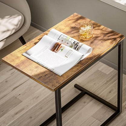 Pipishell C Shaped End Table 27 inches High, Side Table for Couch Slide Under, C Table Sofa Side End Table for Living Room - color: Brown