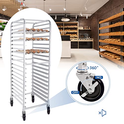 HARDURA 20 Tier Bun Pan Rack, Bakery Rack with Casters, NSF Home Commercial Kitchen, Aluminum Storage Cooling Sheet Pan Rack,20"x26"x69"H - size: 20 tier