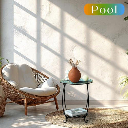 Cinnvoice Outdoor Side Table Round Small Mosaic Patio Accent Indoor End Plant Coffee Tea Table for Yard Patio Porch Garden Living Room, Bedroom(Butterfly Style,18 Inch) - size: 18 Inch, style: Butterfly Style