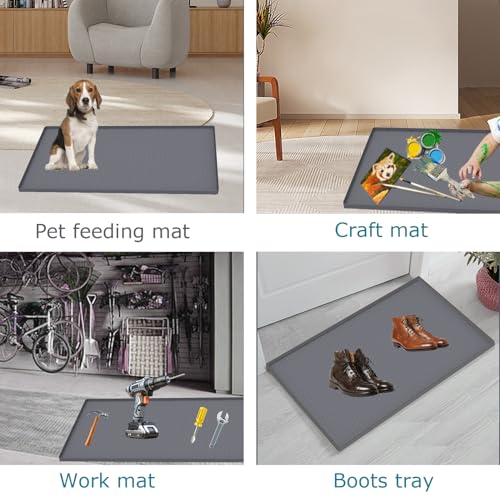 Under Sink Mat 22 x 22, Silicone Under Sink Liner for Kitchen Waterproof Bathroom Cabinet Mat, Grey - color: Gray, size: 22"W x 22"L