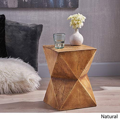 Christopher Knight Home Manuel Light-Weight Concrete Accent Table, Natural, 12.5D x 12.5W x 17.75H in - color: Manue,natural