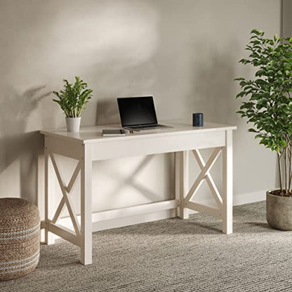 Lavish Home Writing Desk - Work Desk with X-Pattern Legs - for Office, Bedroom, Computer, or Craft Table - Home Office Desks (White) - color: White
