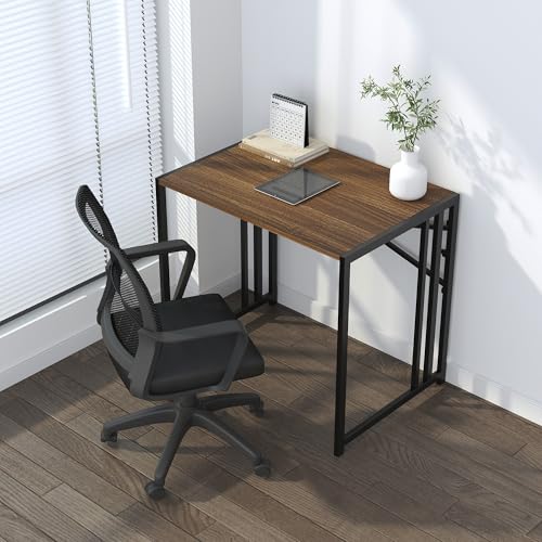 Lutown-Teen Folding Computer Desk 32 inch Writing Gaming Computer Camping Table, No Assembly Required Home Office Desk, Espresso - color: Espresso, size: 32 Inch