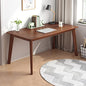 IOTXY Simple Wooden Writing Desk - Modern Minimalist Style PC Laptop Computer Workbench with Solid Wood Legs, 55" W Home Office Work Table for TV Stand Music Video Live Broadcast Workstation, Walnut | Nordic Minimalist Style, MDF Tabletop, Solid Wood Legs