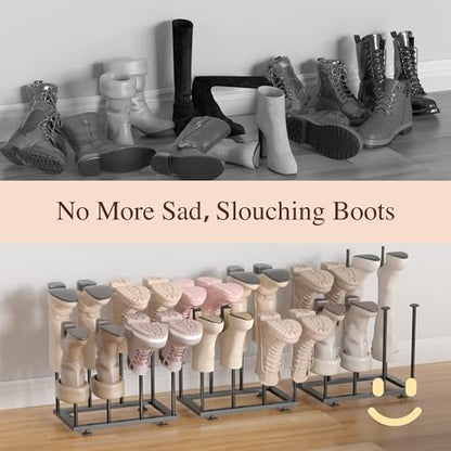 Boot Storage Organizer, Metal Free Standing Boot Rack for Closet | Black Sturdy Shoe Shelf, Narrow Space-Saving, Quick Setup, Boot Holder for Entryway, Garage, Bedroom, Outdoor, Fits 12 Pairs - size: Standard Height (12 Pairs)