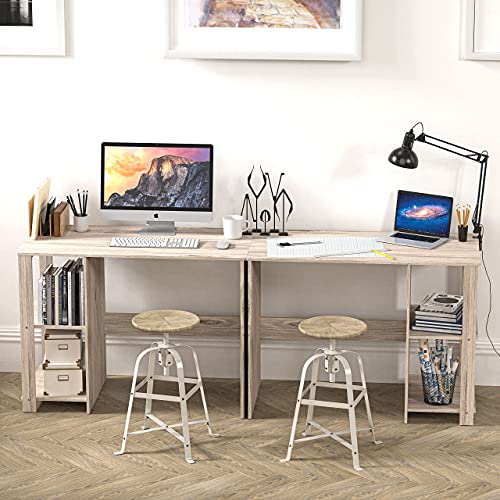 SHW 38-Inch Home Office Computer Desk with Shelves, Maple - color: Maple