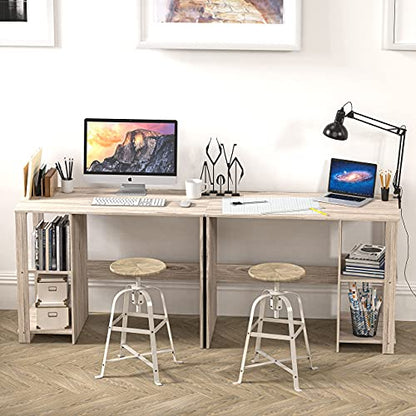 SHW 38-Inch Home Office Computer Desk with Shelves, Maple - color: Maple