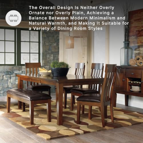 Signature Design by Ashley Ralene Extendable Dining Table, With Butterfly Leaf Seats 6-8, Wood Dining Room Table for Family Meals, Burnished Brown 42 x 60-78 Inch | 18-inch self-storing butterfly leaf, Crafted from veneers, wood and engineered wood, Seats