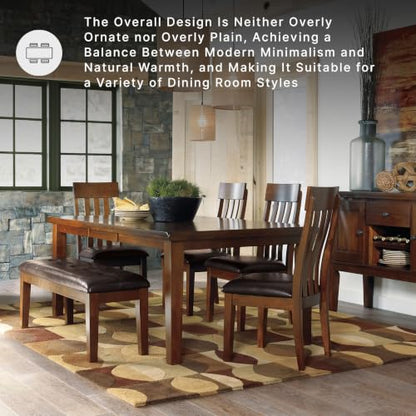 Signature Design by Ashley Ralene Extendable Dining Table, With Butterfly Leaf Seats 6-8, Wood Dining Room Table for Family Meals, Burnished Brown 42 x 60-78 Inch | 18-inch self-storing butterfly leaf, Crafted from veneers, wood and engineered wood, Seats