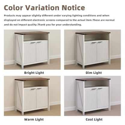 BuildHom 32 Inch Fluted Sideboard Buffet Cabinet with Storage Antique White | Coffee Bar Cabinet with Open Shelf and 5-Level Adjustable Shelves, Farmhouse Storage Cabinet for Kitchen and Dining Room - color: Antique White
