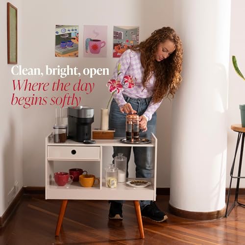 Boahaus Coventry Coffee Bar Cabinet with Drawer and Open Shelves – Space-Friendly Coffee Station Table