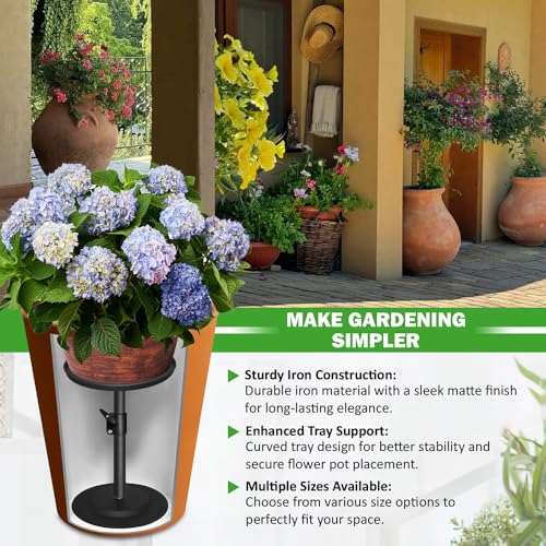 Adjustable Pure Iron Planter Inserts, 7-25” Plant Risers for Inside Pots, Planter Fillers for Large Pots, Indoor & Outdoor Insert with 8-10” Top & 6-10” Base - size: 10 Wide top. 10wide Base