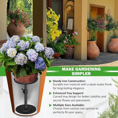 Adjustable Pure Iron Planter Inserts, 7-25” Plant Risers for Inside Pots, Planter Fillers for Large Pots, Indoor & Outdoor Insert with 8-10” Top & 6-10” Base - size: 10 Wide top. 10wide Base