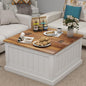 31.5" Farmhouse Coffee Table, Flip Top Coffee Square Table with Storage Compartment, Wooden Rustic Cocktail Table for Living Room, Bedroom, Apartment, Studio, White - color: White