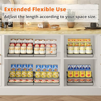 Dmevkic Expandable Can Organizer for Pantry,3-Tier Adjustable Can Organizers and Storage Holds Up to 24 Cans,Can Storage Rack for Pantry,Kitchen,Cabinet