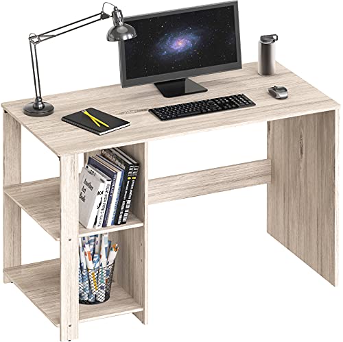 SHW 38-Inch Home Office Computer Desk with Shelves, Maple - color: Maple