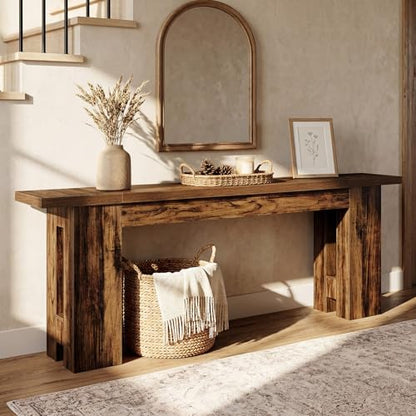 Tribesigns 86.6 Inch Extra Long Console Table, Rustic Narrow Farmhouse Sofa Table Behind Couch, Wooden Entryway Table for Living Room Hallway Foyer Entrance